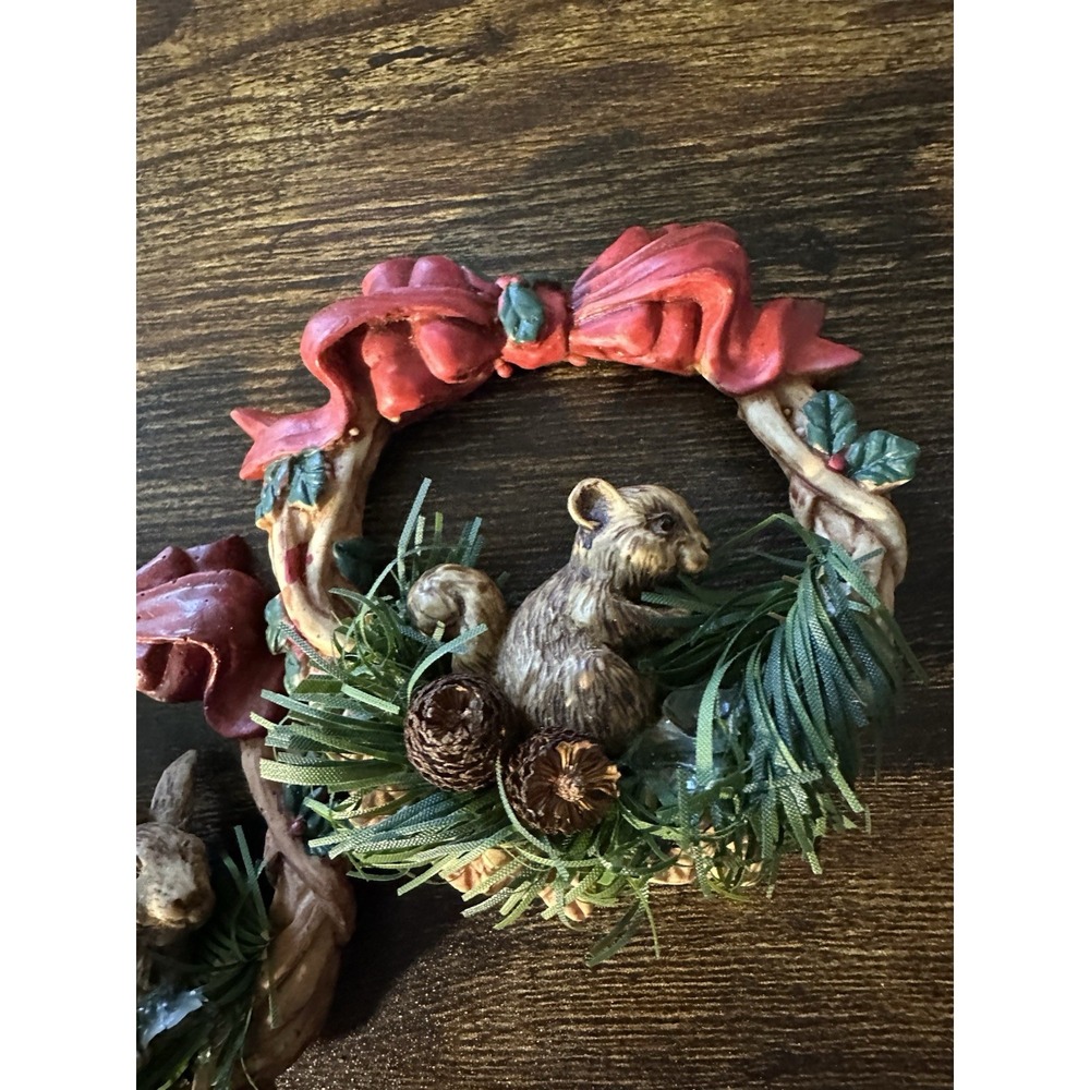 Silvestrio Handcrafted Christmas Bunny Wreath Ornaments Set of 2, Small - Picture 2 of 5